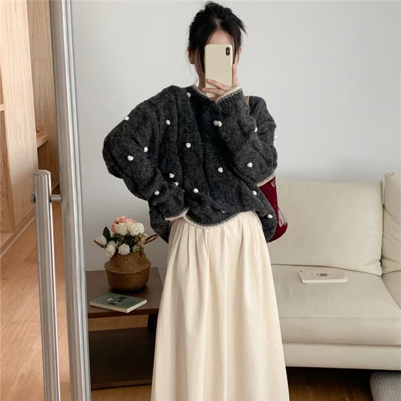 【tops】クルーネックニットセーター　M17982