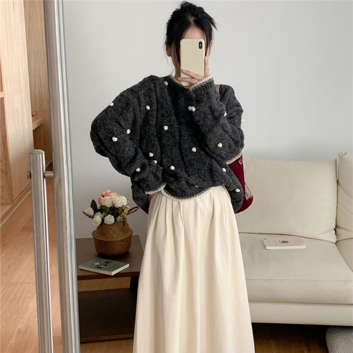 【tops】クルーネックニットセーター　M17982