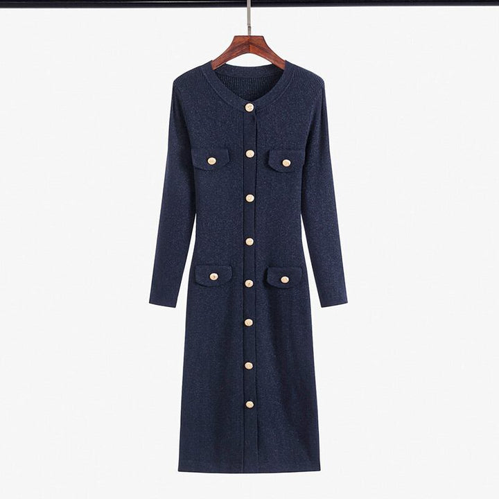 【dress】ボタンデザインニットワンピース　M28382