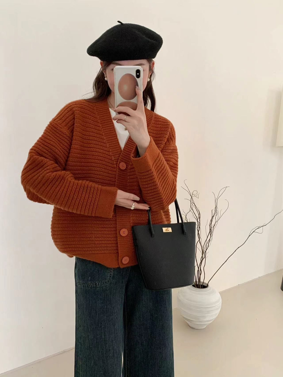【outer】Vネックニットカーデ　M25863