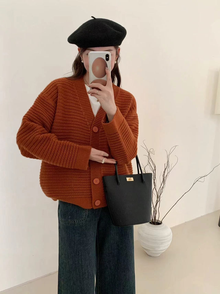 【outer】Vネックニットカーデ　M25863