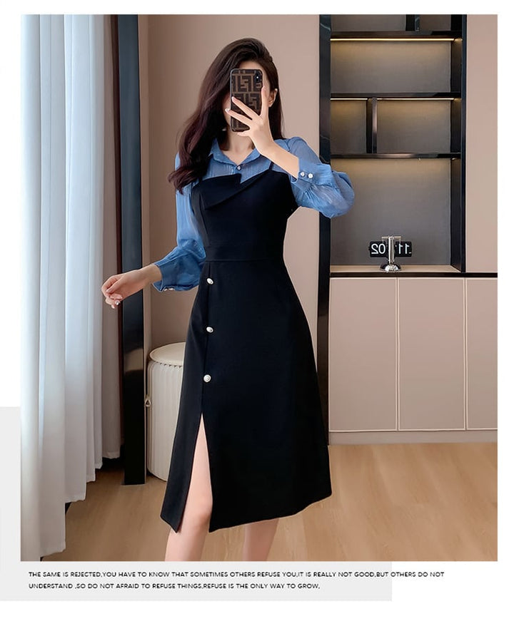 【dress】人気を独占中 切り替えシャツワンピース　M17307