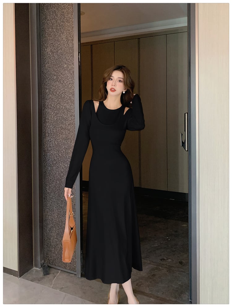 【dress】今季マストバイ切り替えニットワンピース　M17622