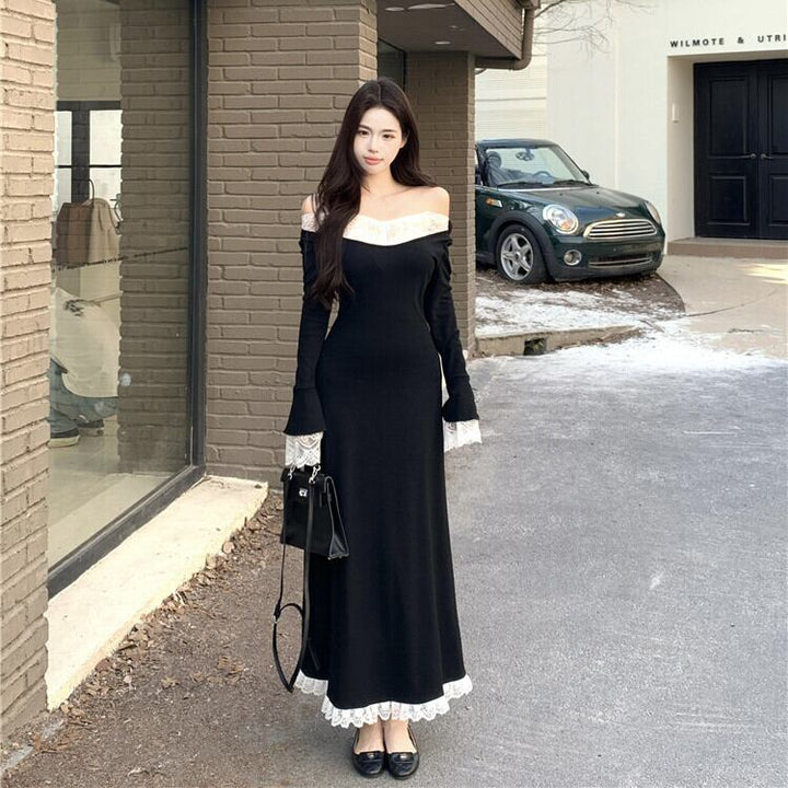 【dress】ボートネックドッキングワンピース　M27957