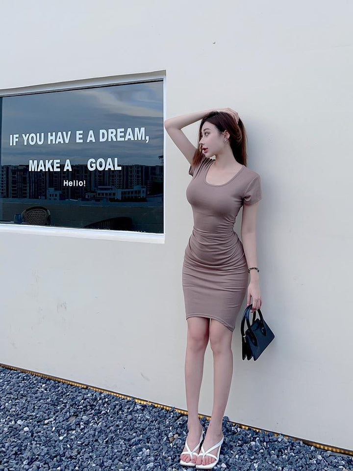 【dress】話題沸騰中 オシャレシンプル無地ワンピース　M16767