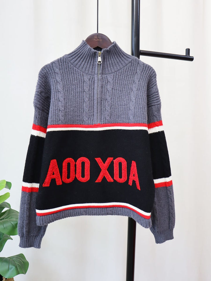 【tops】ハイネックファスナーニットセーター　M18069