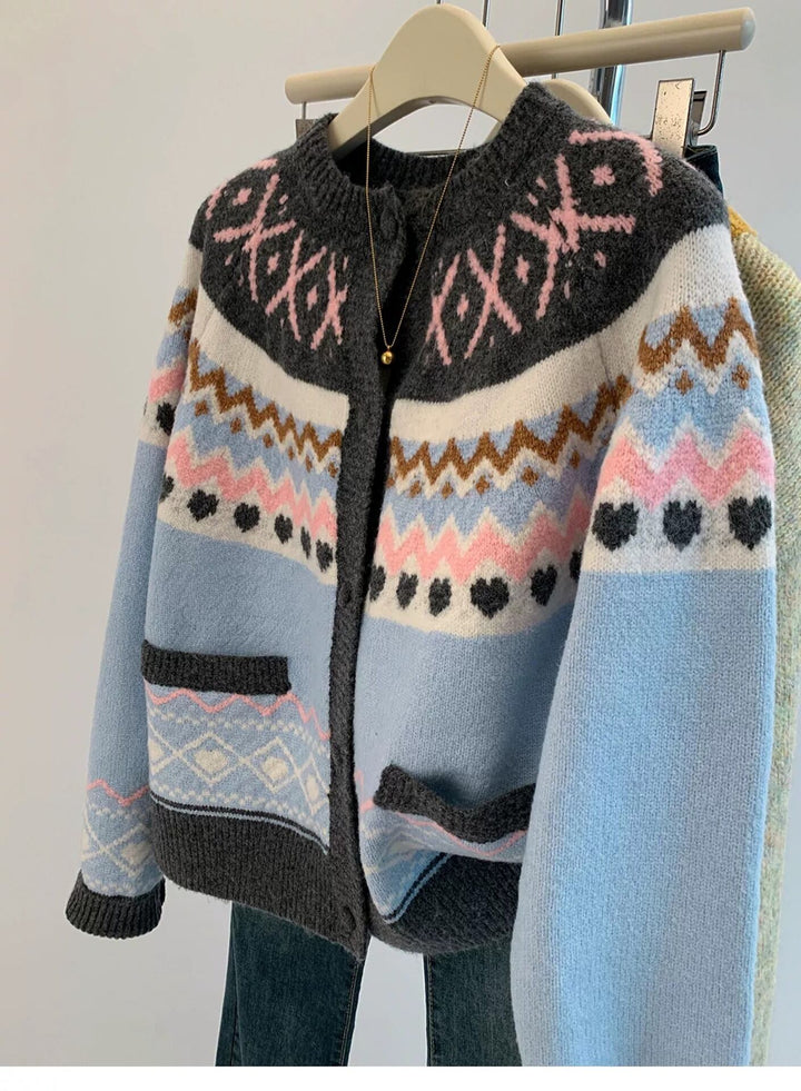 【outer】ジャカードニットカーデ　M27132