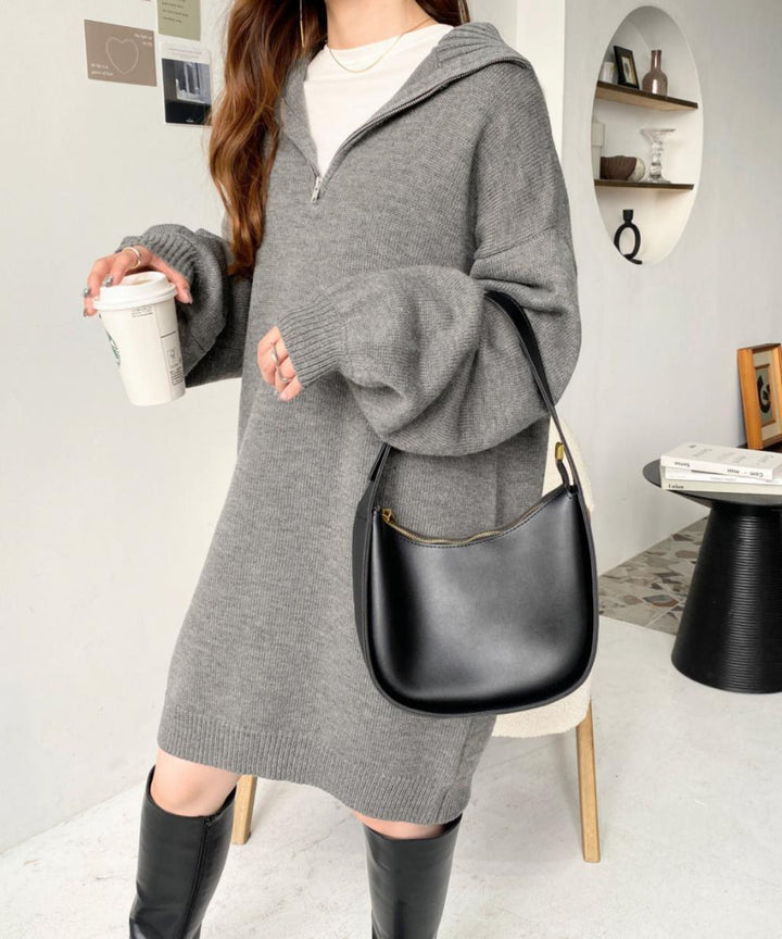 【dress】フード付きニットワンピース　M25561