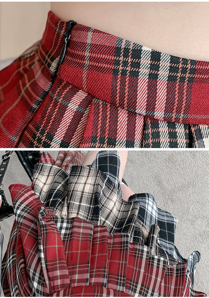【bottoms】不規則 イレギュラーチェック柄スカート　M24410
