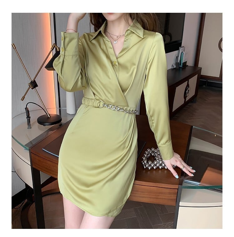 【dress】流行に流されないシャツワンピース着瘦せ　M17099