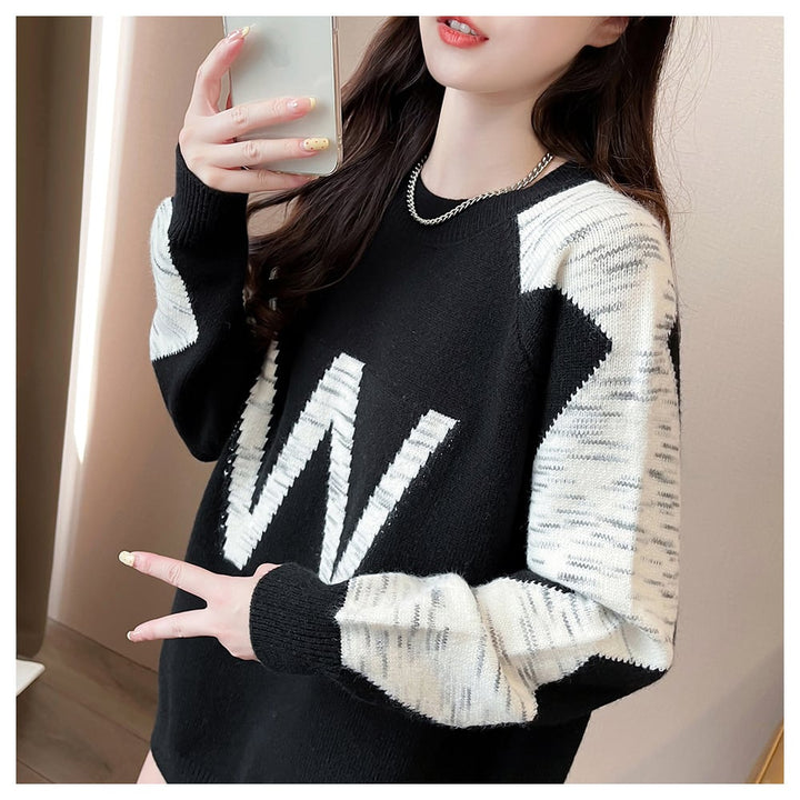 【tops】ジャカードニットセーター　M26572