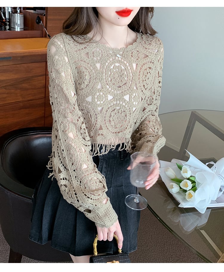 【tops】優しい雰囲気カットワークレーストップス　M17665