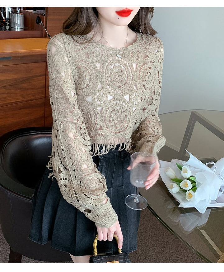 【tops】優しい雰囲気カットワークレーストップス　M17665