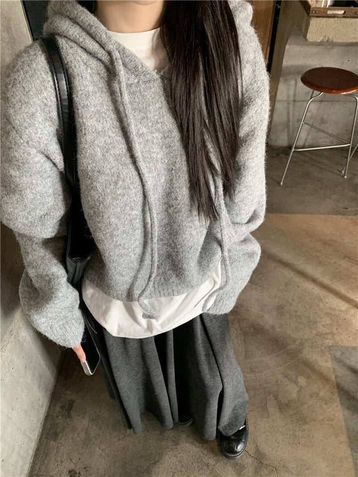 【tops】フード付きニットセーター　M26044