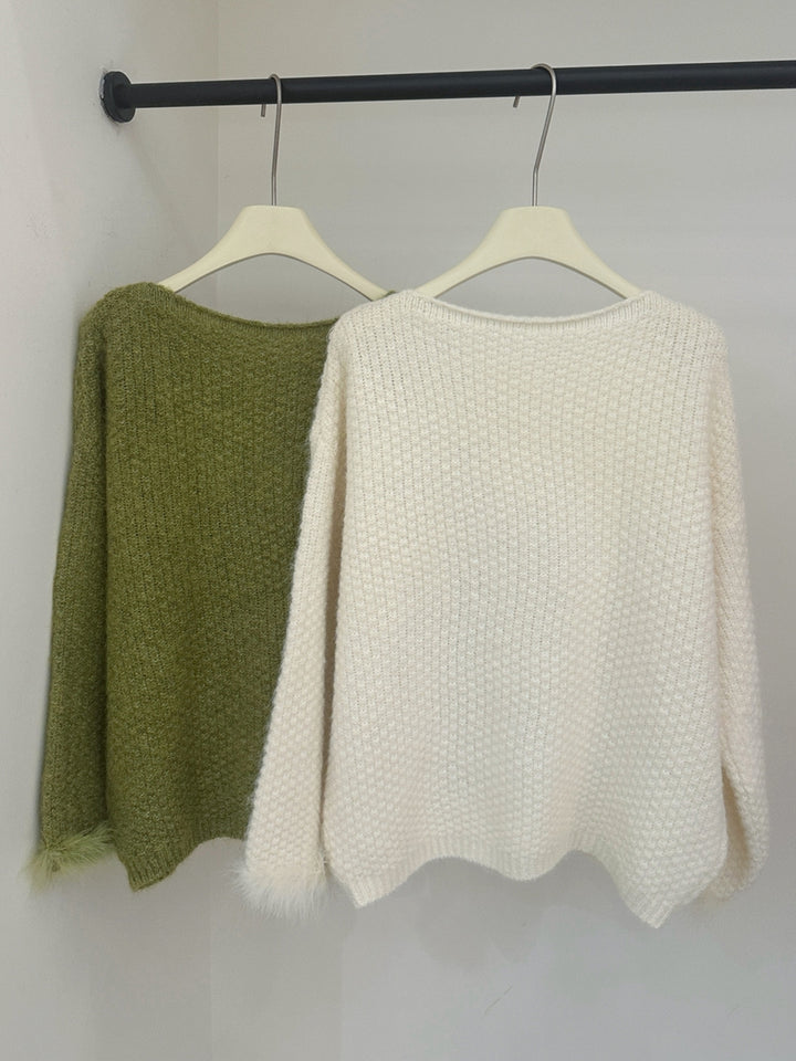 【tops】パール付きニットトップス Q9242