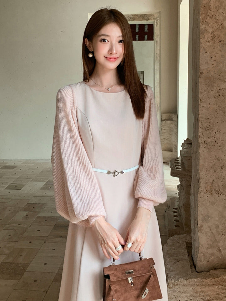 【dress】ベルト付きノースリーブロングワンピース Q8981