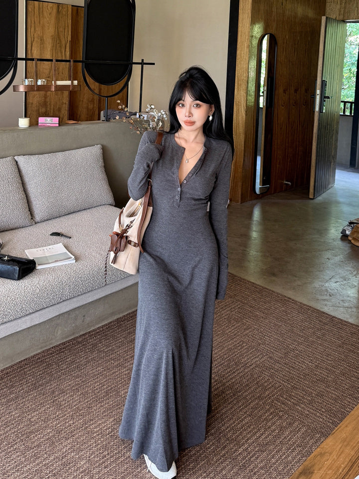 【dress】ロングニットワンピース Q9221