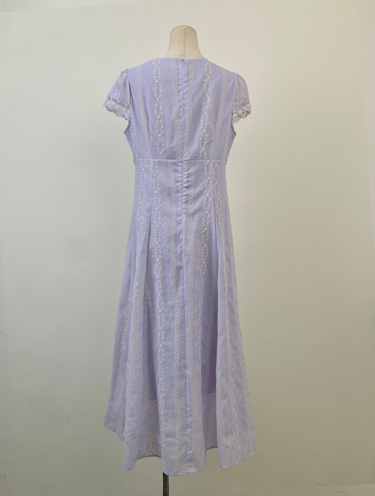 【dress】レースドッキングロングワンピース Q8532