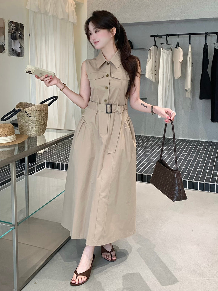 【dress】ノースリーブAラインワンピース Q8655