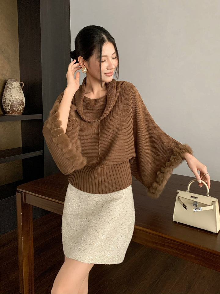 【tops】ファードッキングニットトップス Q9236