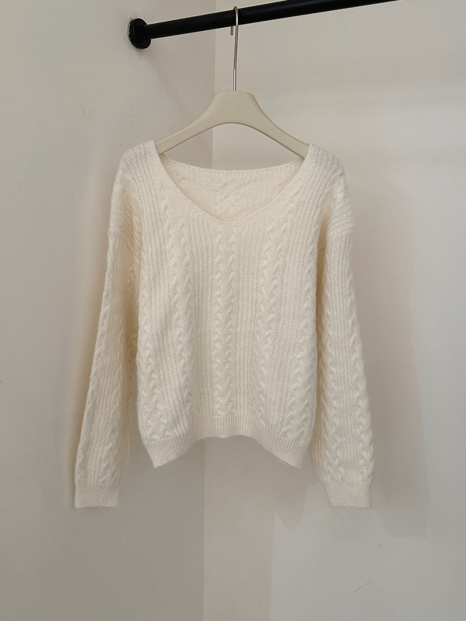 【tops】マフラー付きニットトップス Q9239