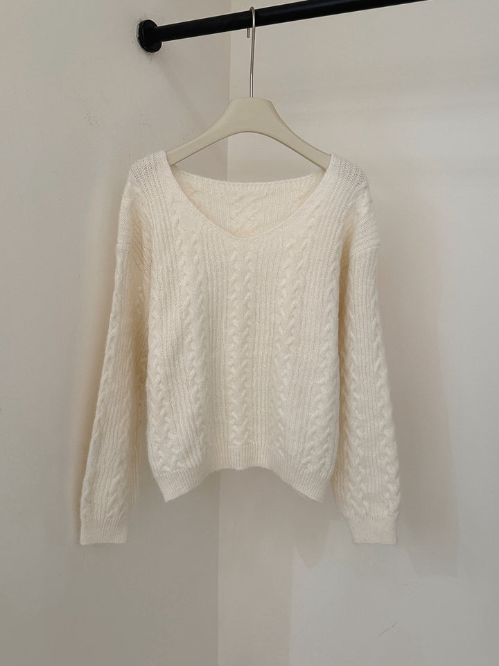 【tops】マフラー付きニットトップス Q9239