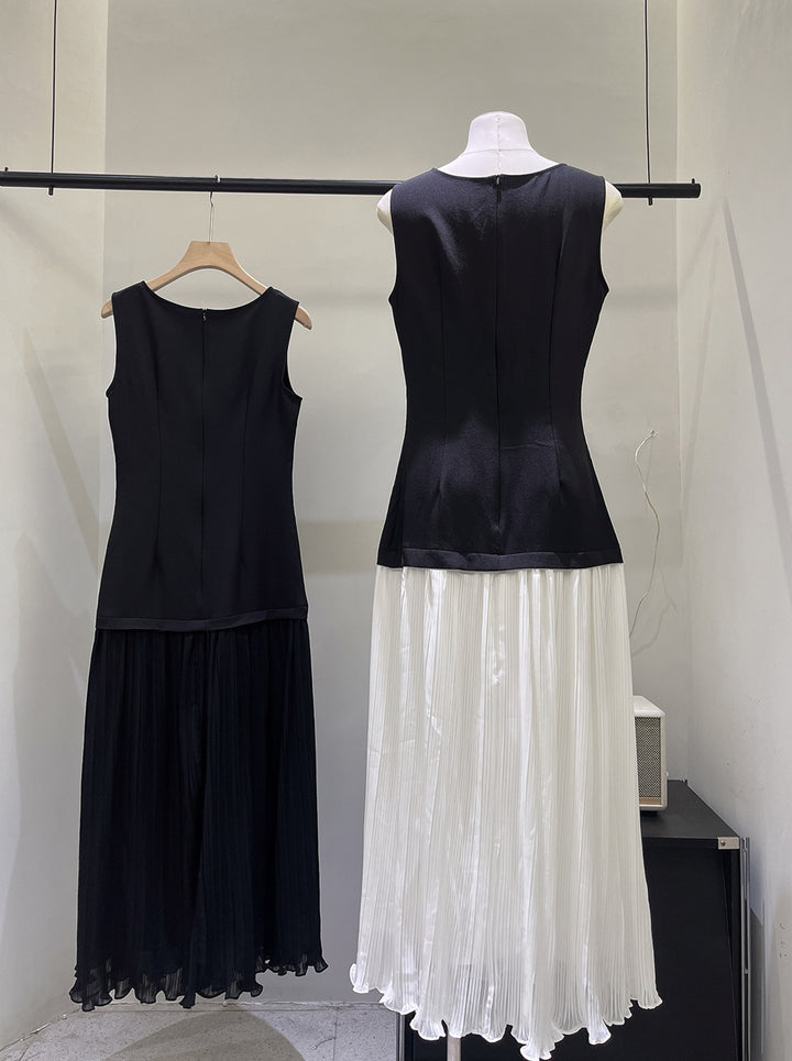 【dress】ノースリーブフェイクレイヤードワンピース Q8697