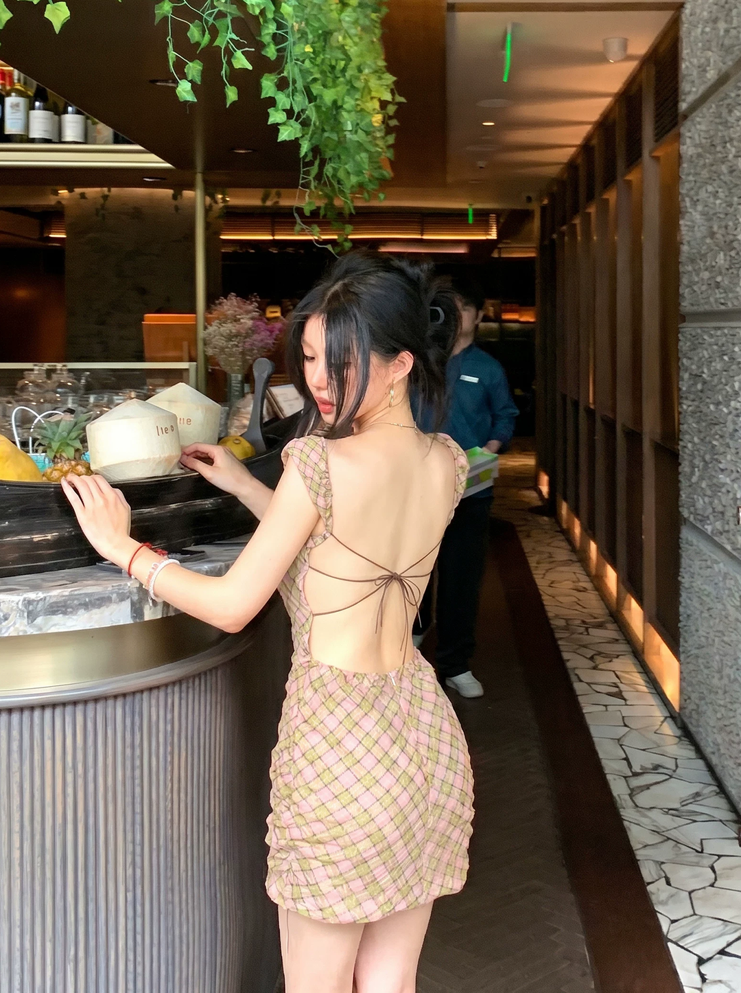 【dress】バックオーポンミニキャミワンピース Q8578