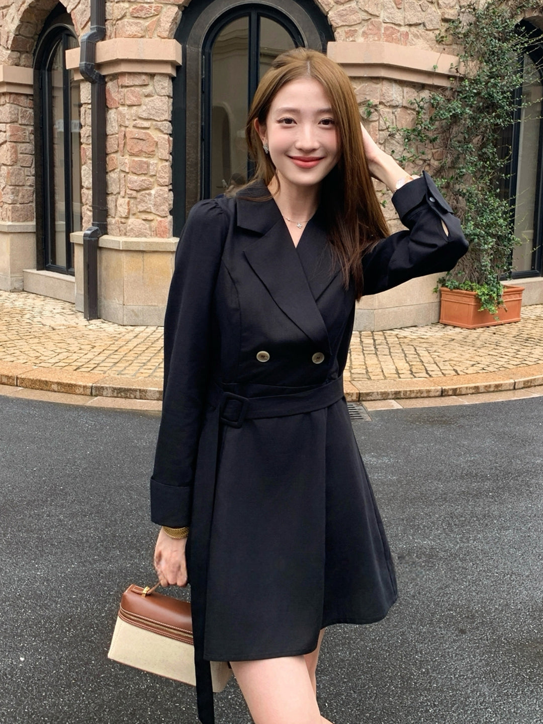 【dress】ベルト付きワンピース Q8964