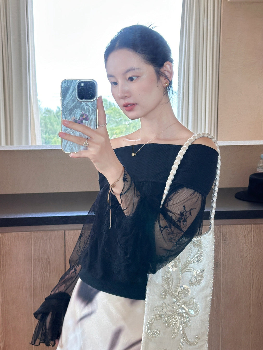 【tops】レースドッキングニットトップス Q9104