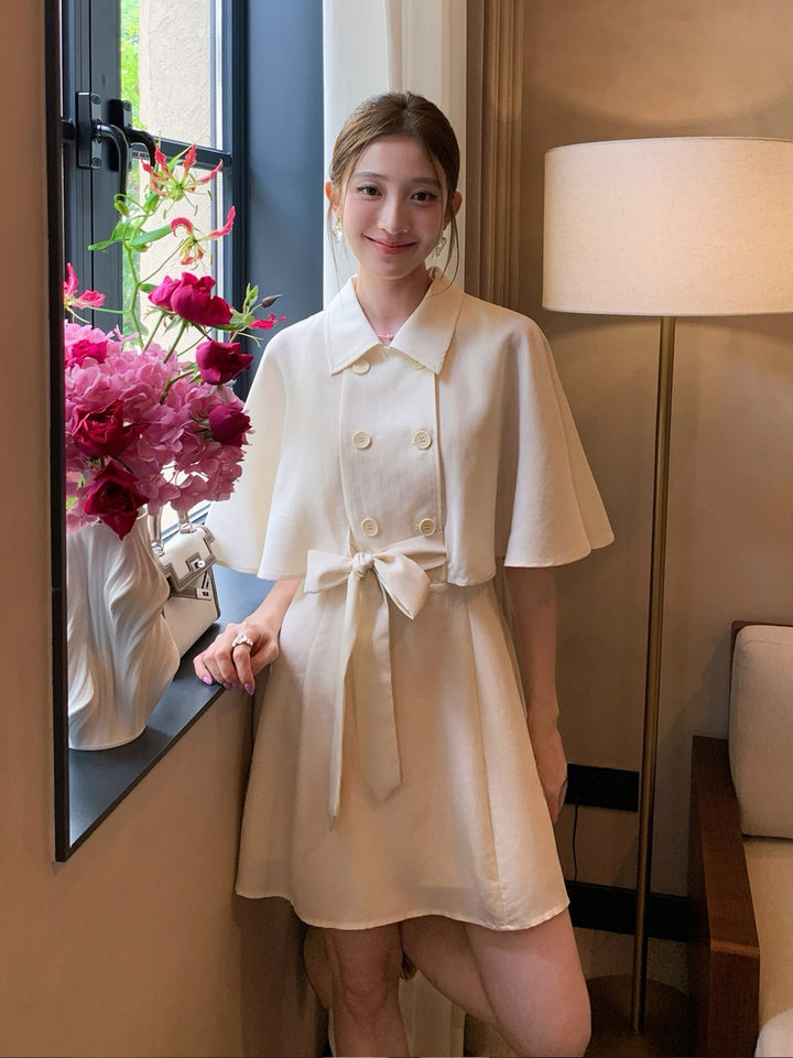 【dress】半袖ケープワンピース Q8963