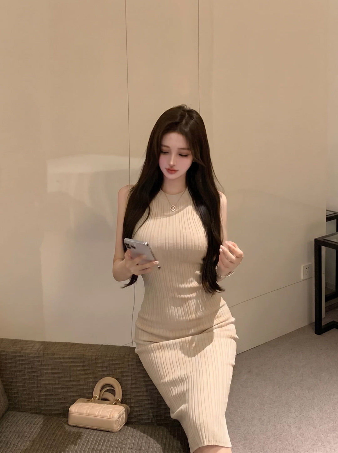 【dress】ニットベストワンピース Q8892
