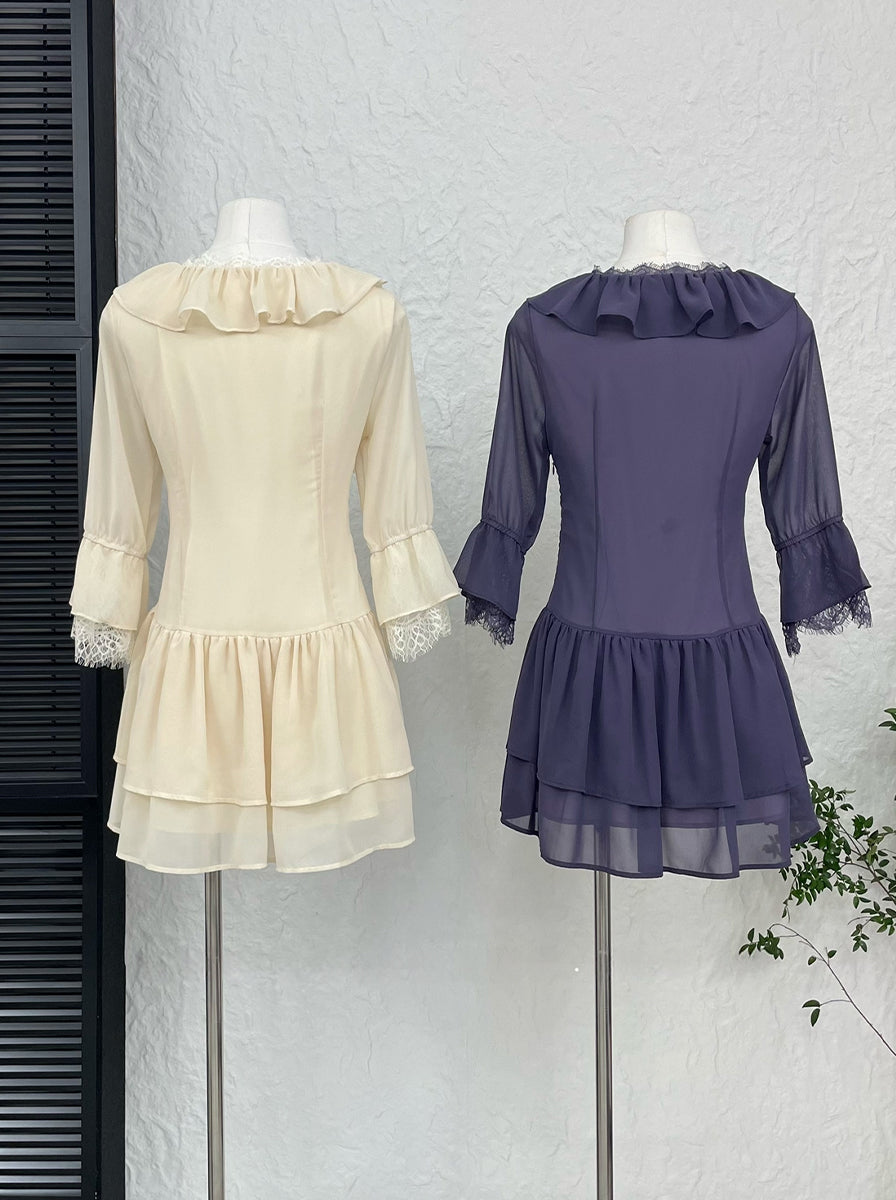 【dress】ギャザーフリルミニワンピース Q9008