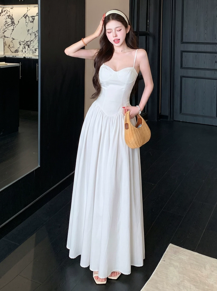 【dress】胸パット付きロングキャミワンピース Q8574