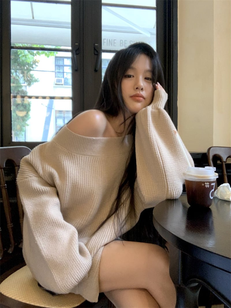 【tops】オフショルダーニットセーター　M27667