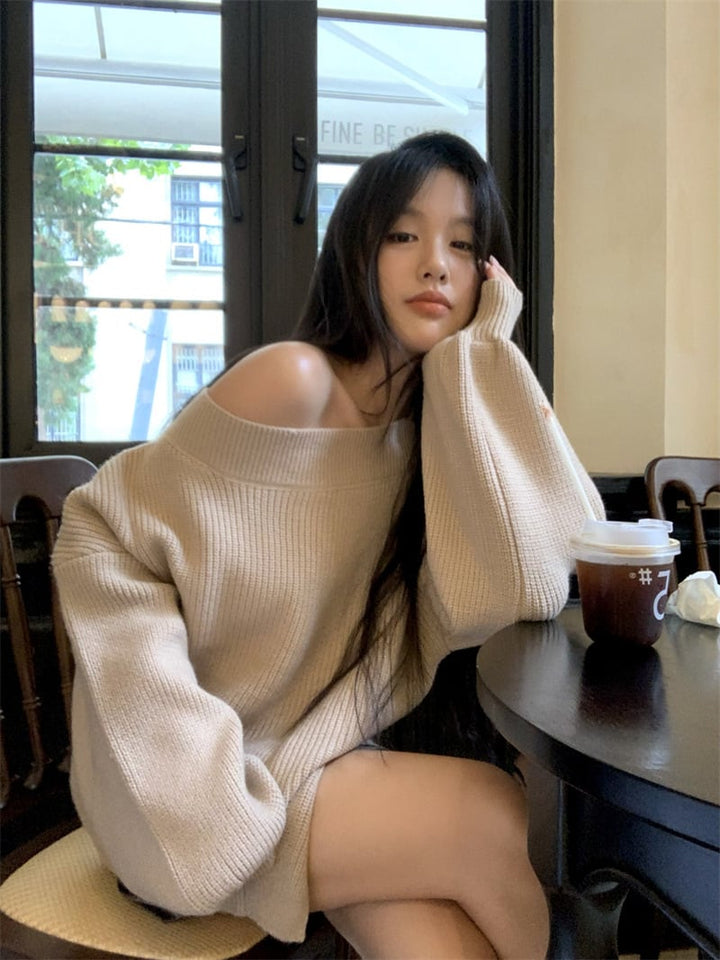 【tops】オフショルダーニットセーター　M27667
