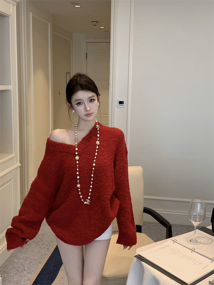 【tops】Vネックニットセーター　M28192
