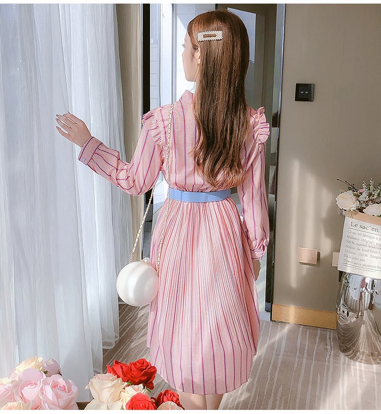 【dress】おしゃれスウィートデートワンピースベルト付き　M17200