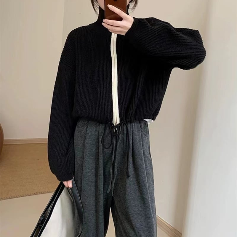 【outer】Wジップハイネックニットカーデ　M18226