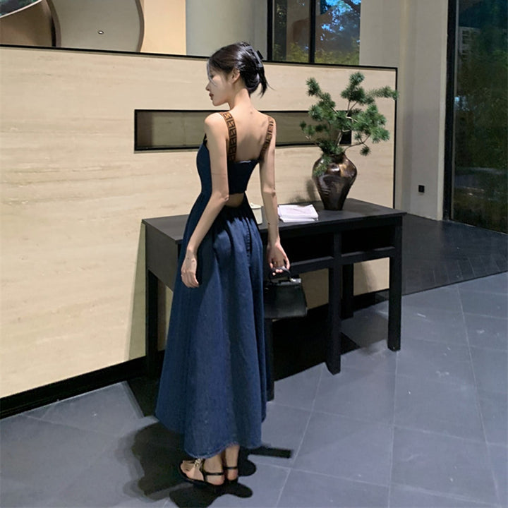 【dress】バックオープンデニムワンピース　N2663