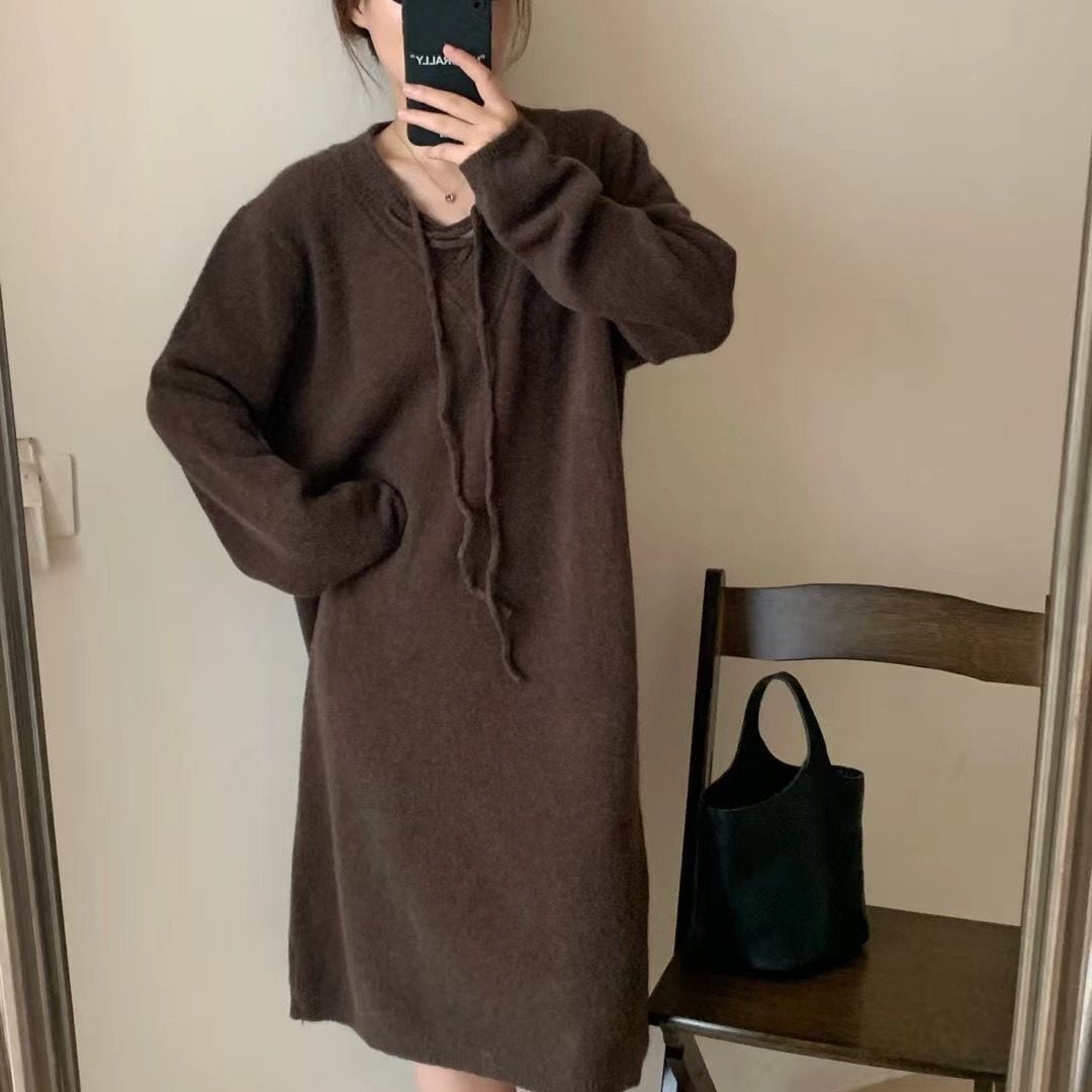 【dress】無地ニットワンピース　M18467
