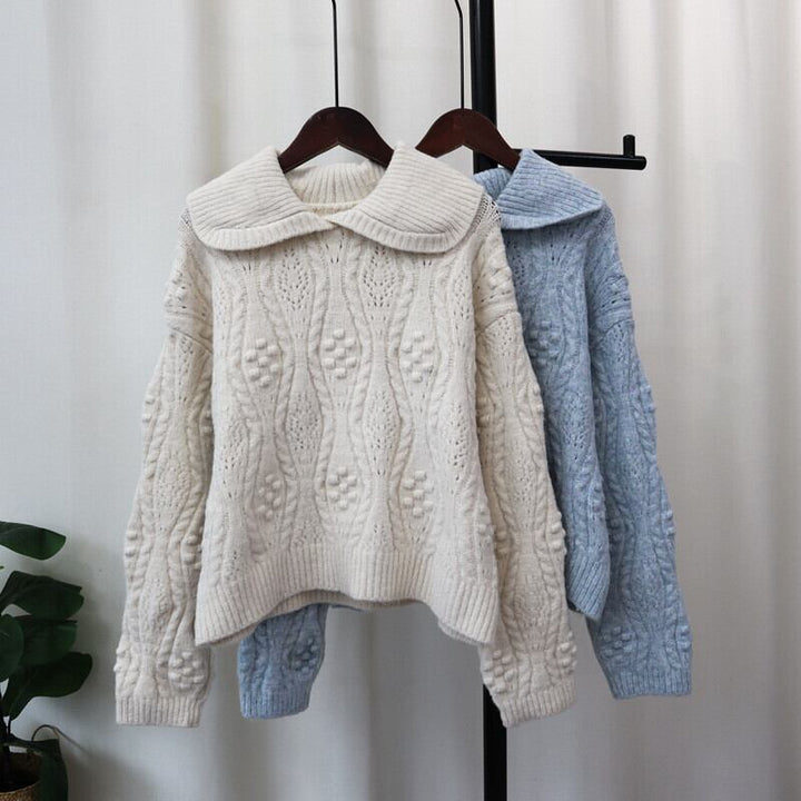 【tops】折り襟ニットセーター　M28582