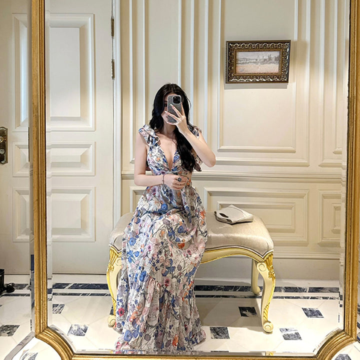 【dress】バックオーポンプリントワンピース　N3082