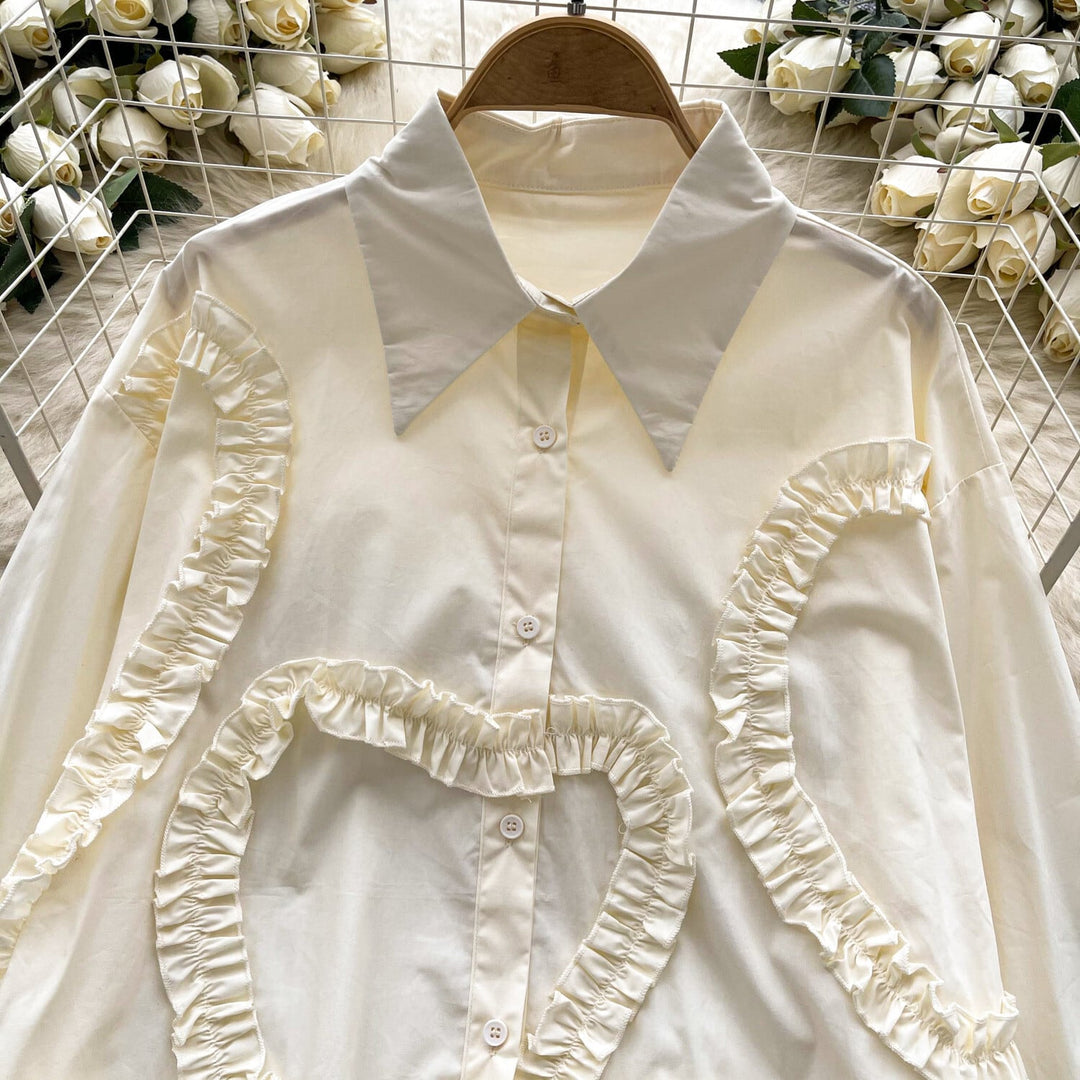 【tops】フリル人気デザインシャツブラウス　M29782