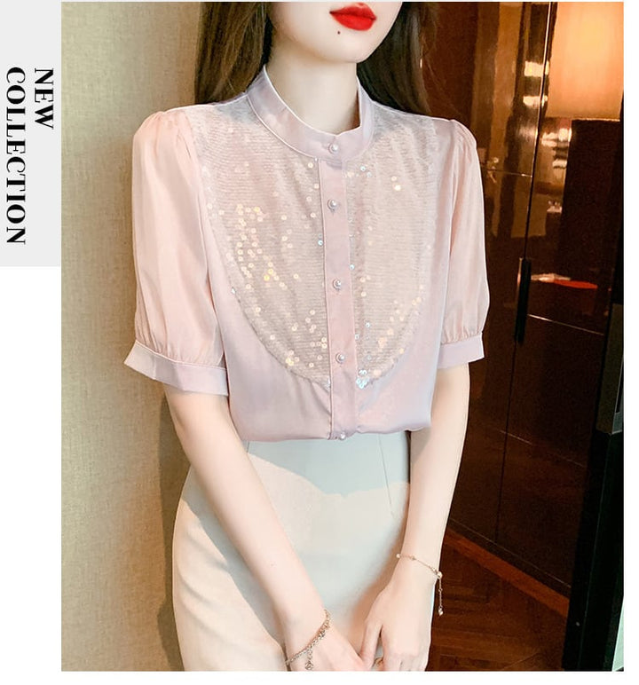 【tops】存在感 スウィートオシャレシャツトップス　M16788