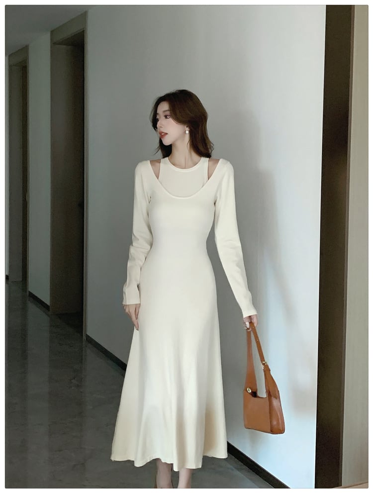 【dress】今季マストバイ切り替えニットワンピース　M17622