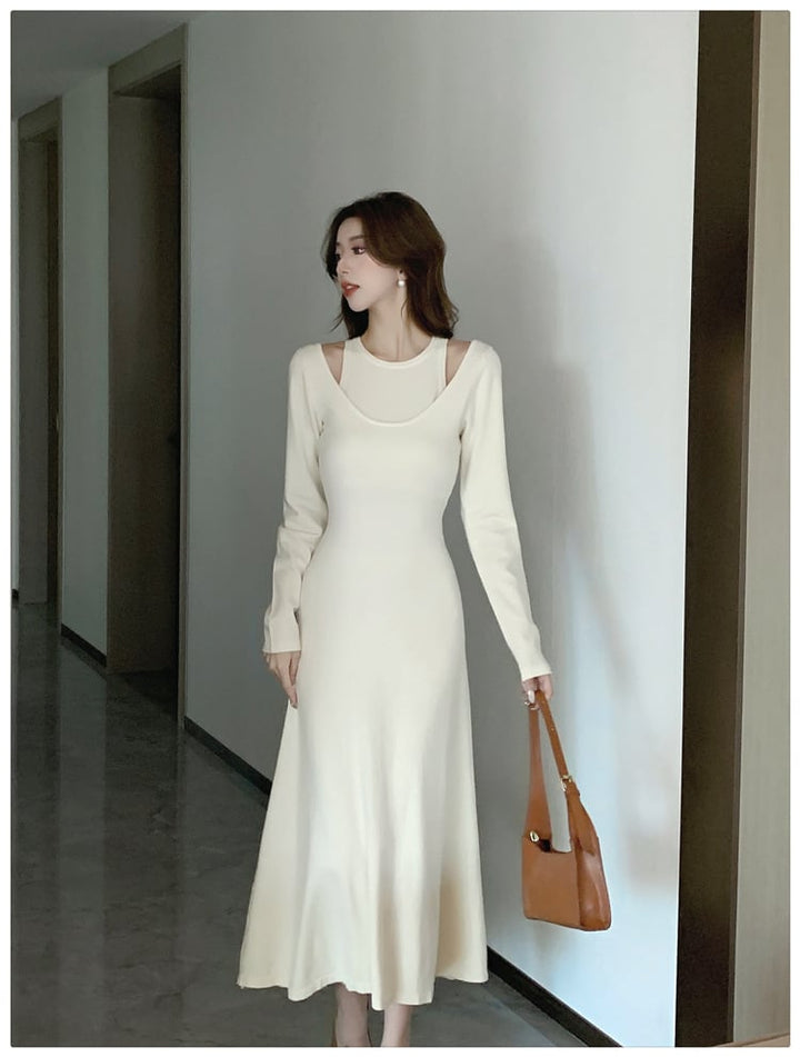 【dress】今季マストバイ切り替えニットワンピース　M17622