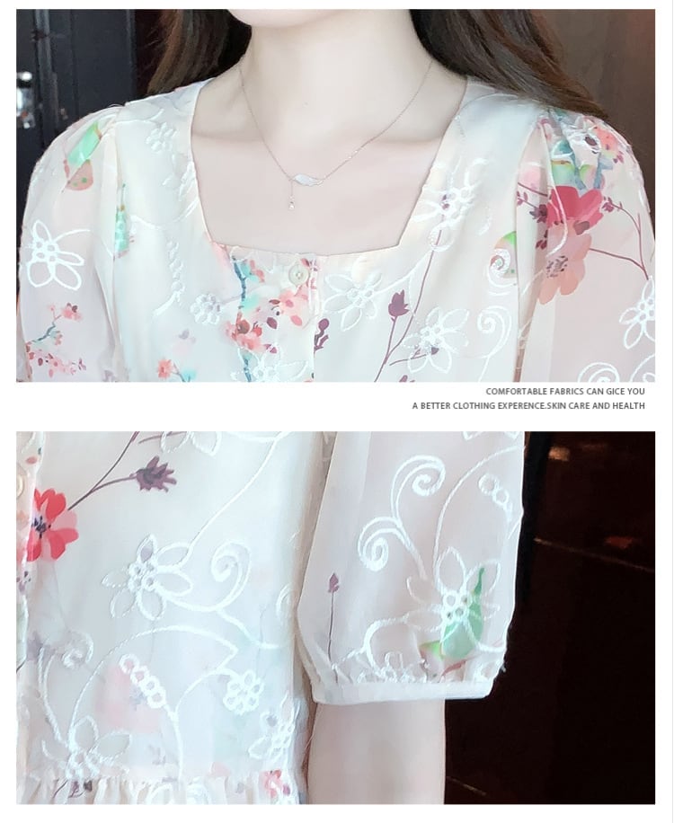 【tops】大人らしい スウィート花柄シャツトップス　M16892