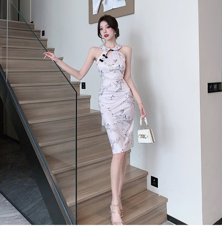 【dress】おしゃれ大人気ノースリーブプリントワンピース　M17177