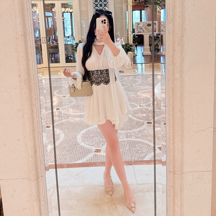 【dress】レースドッキングシフォンミニワンピース   N3767